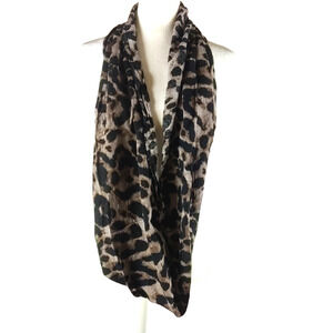 Leopard Print Infinity Scarf 54 X 14 Classic Black Brown